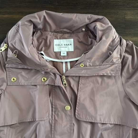 Cole Haan Mauve Packable Hooded Anorack Rain Jacket Small - Picture 2 of 12